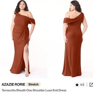 Azazie Brown One Shoulder Sheath Dress Cocktail